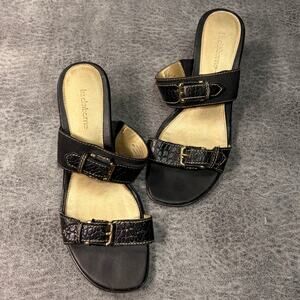 Liz Claiborne Black Buckle Platform Sandals